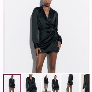 Zara Satin Effect Black Dress